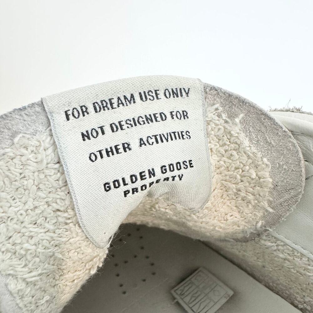 Golden Goose Mid Star White Leather Silver Glitter Lace Sneakers 38 Wingtip Shoe - Picture 6 of 6
